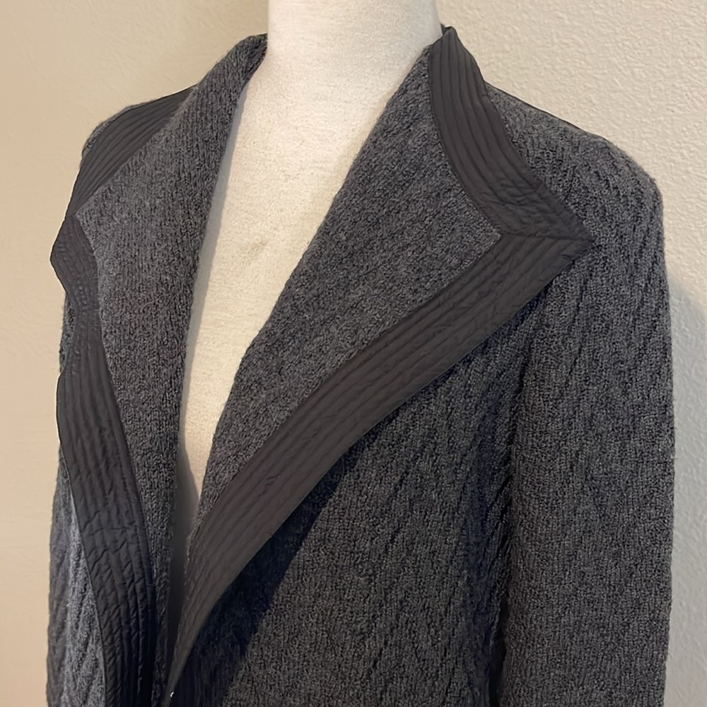 Lafayette 148 New York Charcoal Chevron Knit Open-Front Blazer - Picture 6 of 10